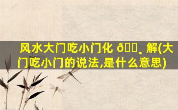 风水大门吃小门化 🌸 解(大门吃小门的说法,是什么意思)